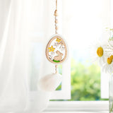 Maxbell Easter Wood Bead Garland Boho Prayer Beads Hanging Garlands Home Decoration White