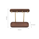 Maxbell Wood Key Holder Hook Jewelry Organizer Sundries Tray Decoration for Home Black Walnut