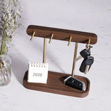 Maxbell Wood Key Holder Hook Jewelry Organizer Sundries Tray Decoration for Home Black Walnut