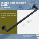 Maxbell Modern Towel Holder Space Saving wall Mounted Bathroom Bar Hotel 60cm Matte Black