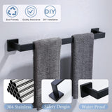 Maxbell Modern Towel Holder Space Saving wall Mounted Bathroom Bar Hotel 60cm Matte Black