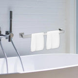 Maxbell Modern Towel Holder Space Saving wall Mounted Bathroom Bar Hotel 60cm Brushed Argent