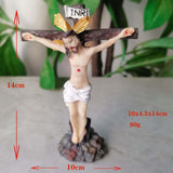 Maxbell Jesus Statue Cross Figurine Resin Craft for Chapel Decor Housewarming Gifts