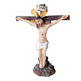 Maxbell Jesus Statue Cross Figurine Resin Craft for Chapel Decor Housewarming Gifts