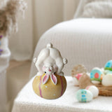 Maxbell Creative Rabbit Figurine Easter Home Decor Easter Bunny Egg Ornament Yellow
