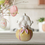 Maxbell Creative Rabbit Figurine Easter Home Decor Easter Bunny Egg Ornament Yellow