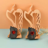 Maxbell Handmade Pine wood Kiss Statue Figurine Indoor Decor Delicate Romantic