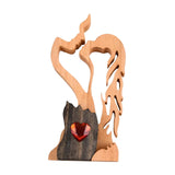 Maxbell Handmade Pine wood Kiss Statue Figurine Indoor Decor Delicate Romantic