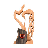 Maxbell Handmade Pine wood Kiss Statue Figurine Indoor Decor Delicate Romantic