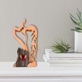 Maxbell Handmade Pine wood Kiss Statue Figurine Indoor Decor Delicate Romantic