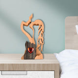 Maxbell Handmade Pine wood Kiss Statue Figurine Indoor Decor Delicate Romantic