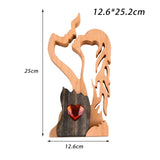 Maxbell Handmade Pine wood Kiss Statue Figurine Indoor Decor Delicate Romantic