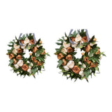 Maxbell Round Artificial Floral Peony Garland Front Door Wreath Realistic Durable 35CM
