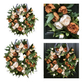 Maxbell Round Artificial Floral Peony Garland Front Door Wreath Realistic Durable 35CM