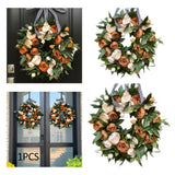 Maxbell Round Artificial Floral Peony Garland Front Door Wreath Realistic Durable 35CM