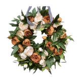 Maxbell Round Artificial Floral Peony Garland Front Door Wreath Realistic Durable 35CM