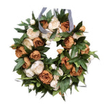 Maxbell Round Artificial Floral Peony Garland Front Door Wreath Realistic Durable 35CM