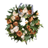 Maxbell Round Artificial Floral Peony Garland Front Door Wreath Realistic Durable 35CM