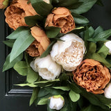 Maxbell Round Artificial Floral Peony Garland Front Door Wreath Realistic Durable 35CM