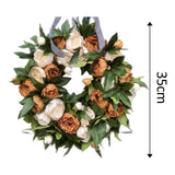 Maxbell Round Artificial Floral Peony Garland Front Door Wreath Realistic Durable 35CM