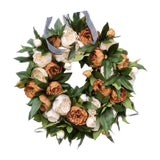 Maxbell Round Artificial Floral Peony Garland Front Door Wreath Realistic Durable 45CM