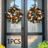Maxbell Round Artificial Floral Peony Garland Front Door Wreath Realistic Durable 45CM