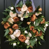 Maxbell Round Artificial Floral Peony Garland Front Door Wreath Realistic Durable 45CM