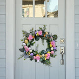 Maxbell Artificial Easter Wreath 45cm Photo Prop for Indoor Outdoor Outdoor Outside Pink Series