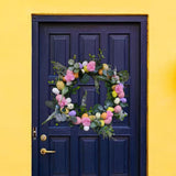 Maxbell Artificial Easter Wreath 45cm Photo Prop for Indoor Outdoor Outdoor Outside Pink Series