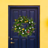 Maxbell Artificial Easter Wreath 45cm Photo Prop for Indoor Outdoor Outdoor Outside Violet Series