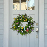 Maxbell Artificial Easter Wreath 45cm Photo Prop for Indoor Outdoor Outdoor Outside Violet Series