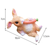 Maxbell Cute Rabbit Statue Resin Crafts Easter Bunny Figurines for Desk Decoration 10cmx5.5cmx7cm