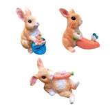 Maxbell Cute Rabbit Statue Resin Crafts Easter Bunny Figurines for Desk Decoration 10cmx5.5cmx7cm