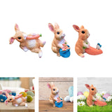 Maxbell Cute Rabbit Statue Resin Crafts Easter Bunny Figurines for Desk Decoration 10cmx5.5cmx7cm