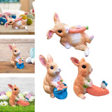 Maxbell Cute Rabbit Statue Resin Crafts Easter Bunny Figurines for Desk Decoration 10cmx5.5cmx7cm