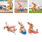 Maxbell Cute Rabbit Statue Resin Crafts Easter Bunny Figurines for Desk Decoration 10cmx5.5cmx7cm