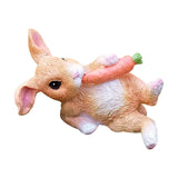 Maxbell Cute Rabbit Statue Resin Crafts Easter Bunny Figurines for Desk Decoration 10cmx5.5cmx7cm