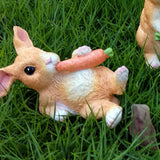 Maxbell Cute Rabbit Statue Resin Crafts Easter Bunny Figurines for Desk Decoration 10cmx5.5cmx7cm