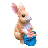 Maxbell Cute Rabbit Statue Resin Crafts Easter Bunny Figurines for Desk Decoration 7.5cmx5cmx10cm