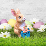 Maxbell Cute Rabbit Statue Resin Crafts Easter Bunny Figurines for Desk Decoration 7.5cmx5cmx10cm