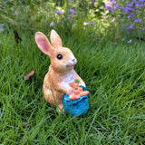 Maxbell Cute Rabbit Statue Resin Crafts Easter Bunny Figurines for Desk Decoration 7.5cmx5cmx10cm