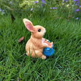 Maxbell Cute Rabbit Statue Resin Crafts Easter Bunny Figurines for Desk Decoration 7.5cmx5cmx10cm