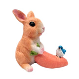 Maxbell Cute Rabbit Statue Resin Crafts Easter Bunny Figurines for Desk Decoration 11.5cmx8cmx11.5cm