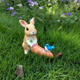 Maxbell Cute Rabbit Statue Resin Crafts Easter Bunny Figurines for Desk Decoration 11.5cmx8cmx11.5cm