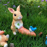 Maxbell Cute Rabbit Statue Resin Crafts Easter Bunny Figurines for Desk Decoration 11.5cmx8cmx11.5cm