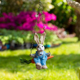 Maxbell Easter Bunny Pendant Rustic Swing Rabbit Hanging Ornament for Bedroom Office Male