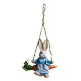 Maxbell Easter Bunny Pendant Rustic Swing Rabbit Hanging Ornament for Bedroom Office Female