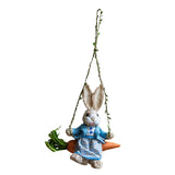 Maxbell Easter Bunny Pendant Rustic Swing Rabbit Hanging Ornament for Bedroom Office Female