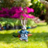 Maxbell Easter Bunny Pendant Rustic Swing Rabbit Hanging Ornament for Bedroom Office Female