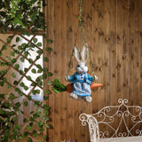 Maxbell Easter Bunny Pendant Rustic Swing Rabbit Hanging Ornament for Bedroom Office Female
